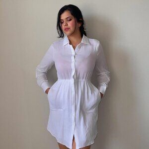 White cotton tie on mini beach dress